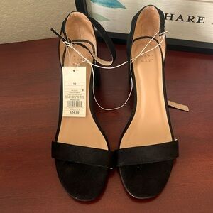 Black strappy block high heels. 2 inch heels.